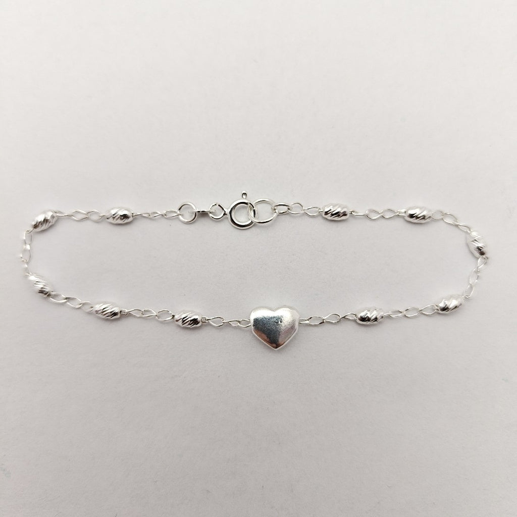PULSERA TEJIDO CORAZON PLATA .925 18 CM 3.3 GR (NUEVO)