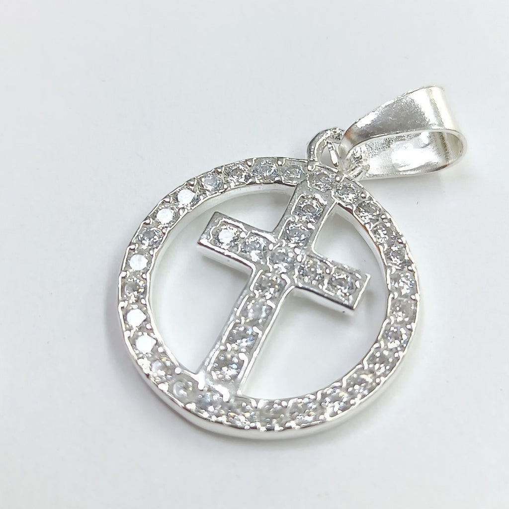DIJE CRUZ C/CIRCONIAS PLATA .925 2.5 GR (NUEVO)