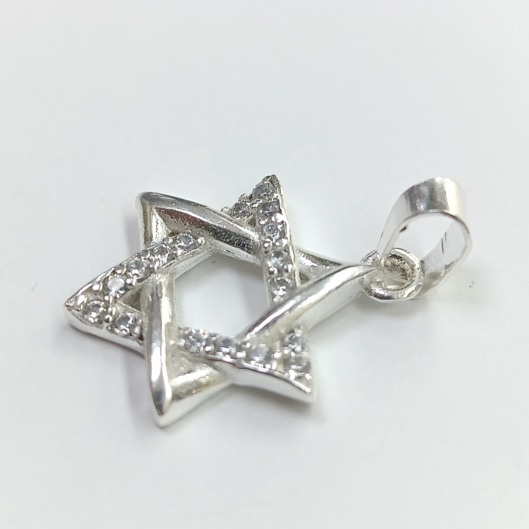 DIJE ESTRELLA DE DAVID C/CIRCONIAS PLATA .925 2.6 GR (NUEVO)