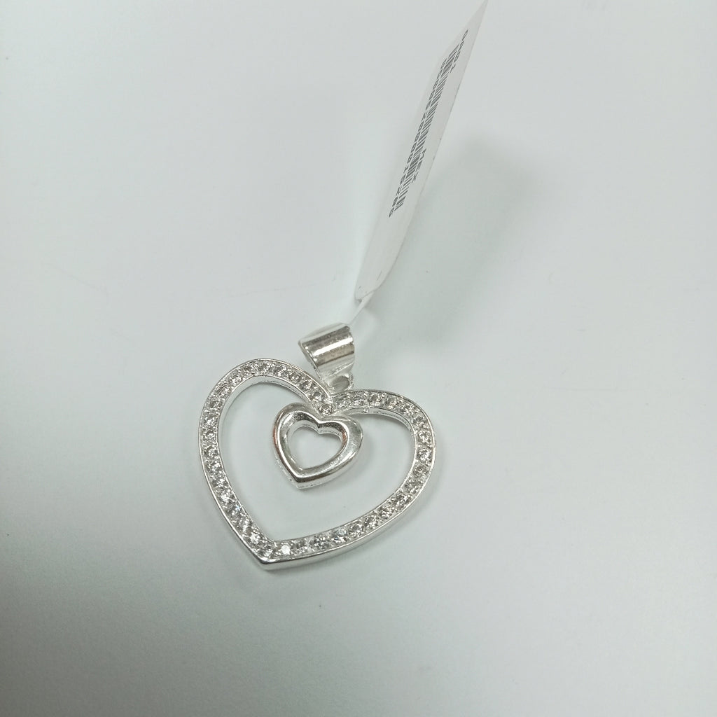 DIJE CORAZON C/CIRCONIAS PLATA .925 2.7 GR (NUEVO)