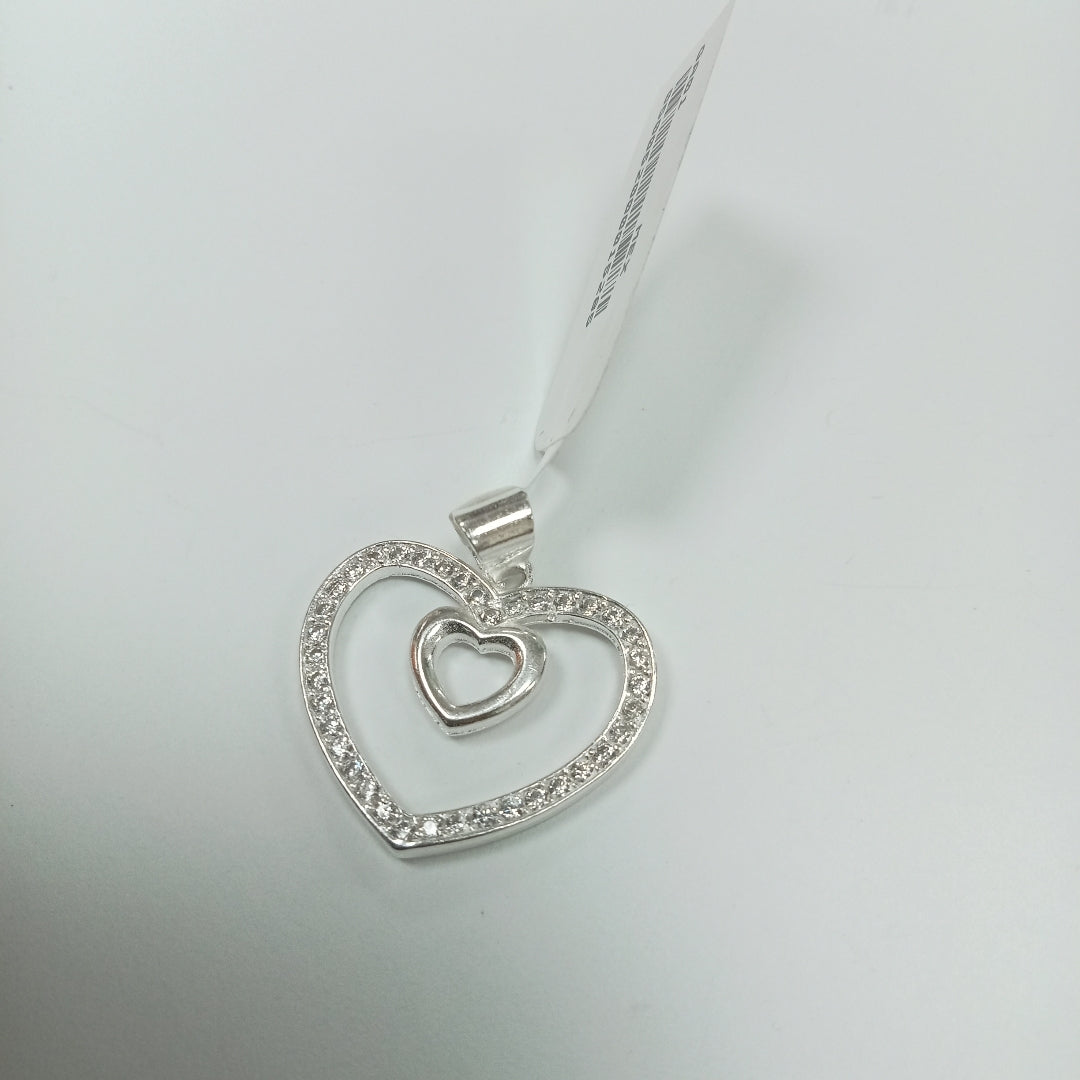 DIJE CORAZON C/CIRCONIAS PLATA .925 2.7 GR (NUEVO)
