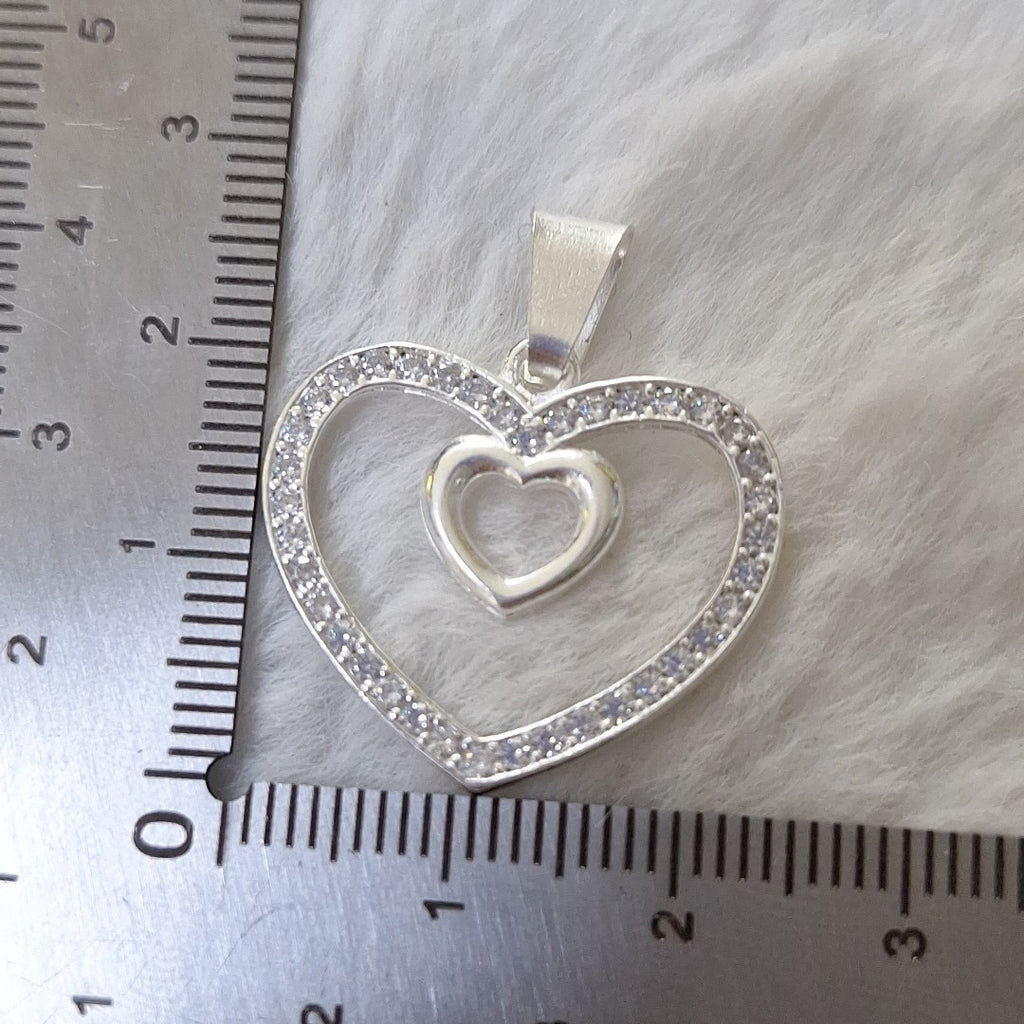 DIJE CORAZON C/CIRCONIAS PLATA .925 2.8 GR (NUEVO)
