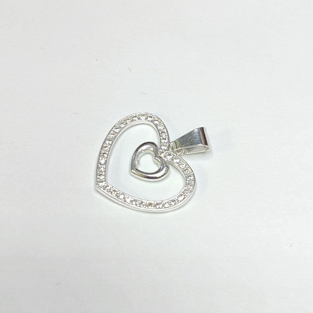 DIJE CORAZON C/CIRCONIAS PLATA .925 2.7 GR (NUEVO)