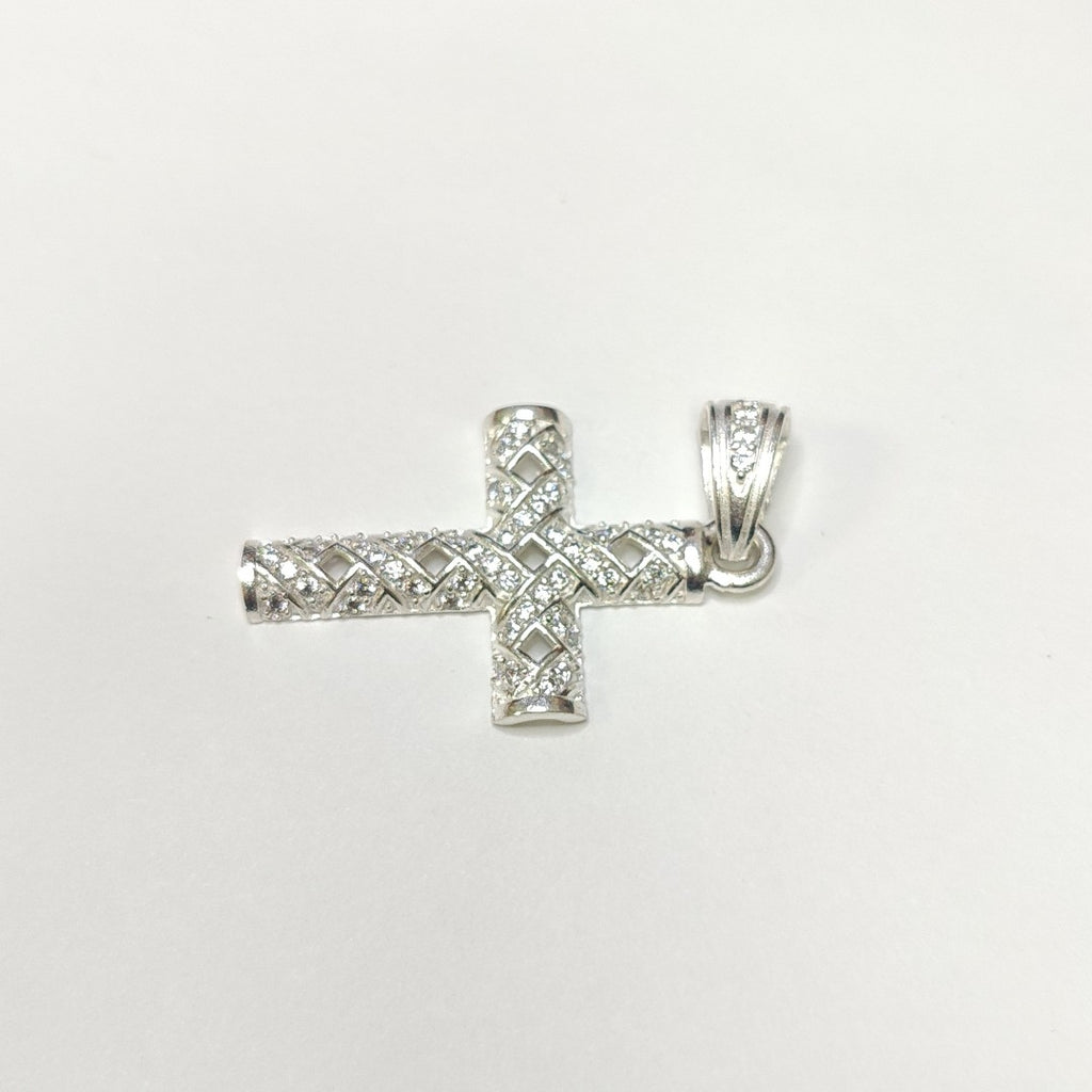 DIJE CRUZ C/CIRCONIAS PLATA .925 7.8 GR (NUEVO)