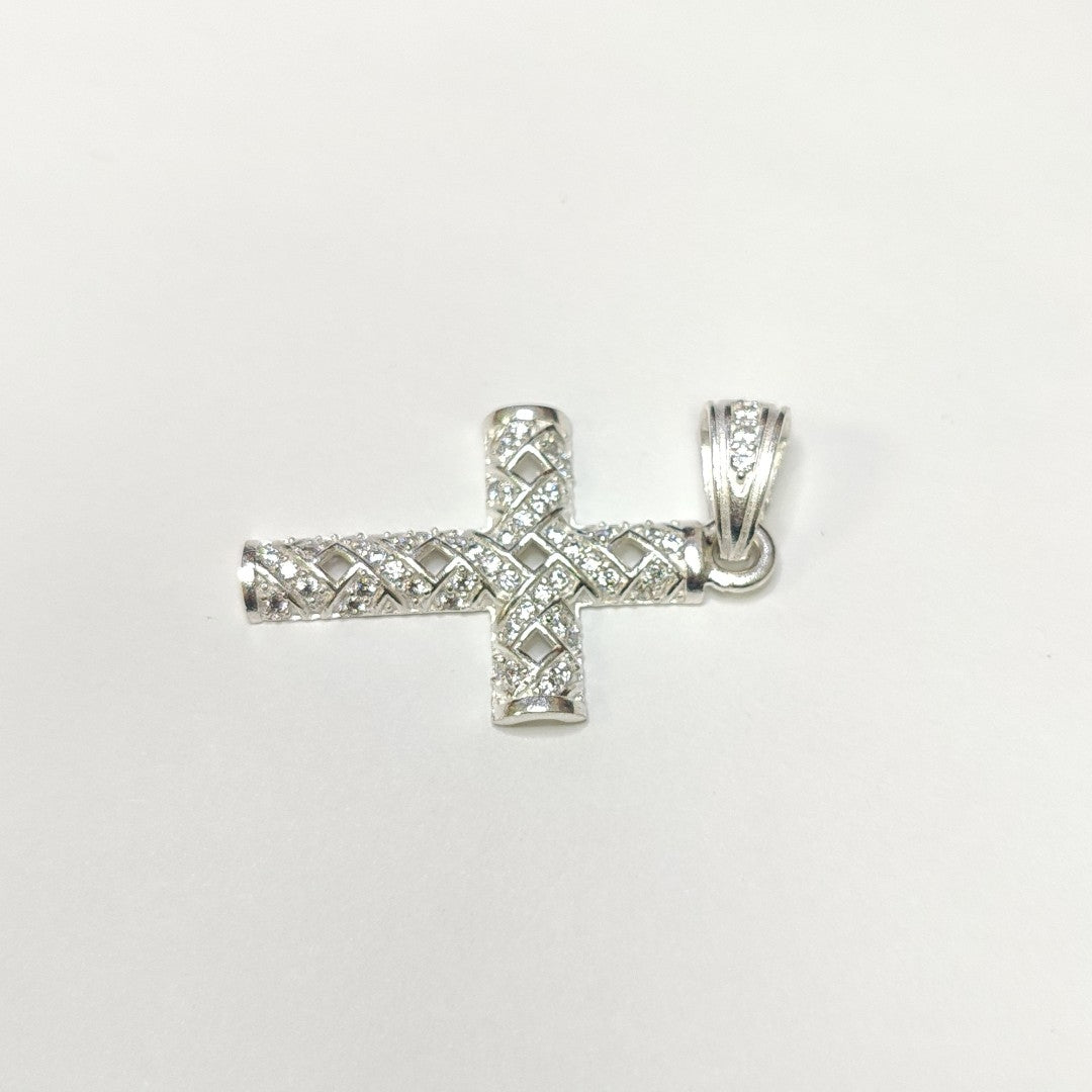 DIJE CRUZ C/CIRCONIAS PLATA .925 7.8 GR (NUEVO)
