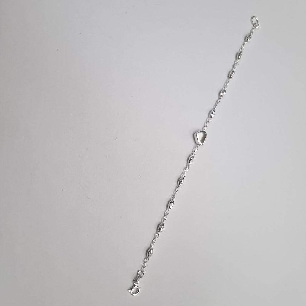 PULSERA TEJIDO CORAZON PLATA .925 18 CM 3.3 GR (NUEVO)