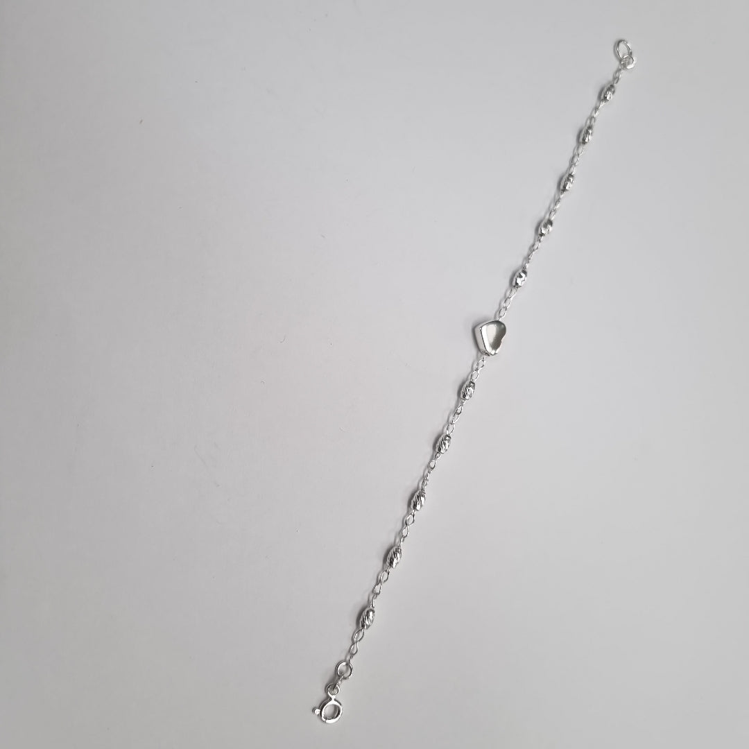 PULSERA TEJIDO CORAZON PLATA .925 18 CM 3.3 GR (NUEVO)