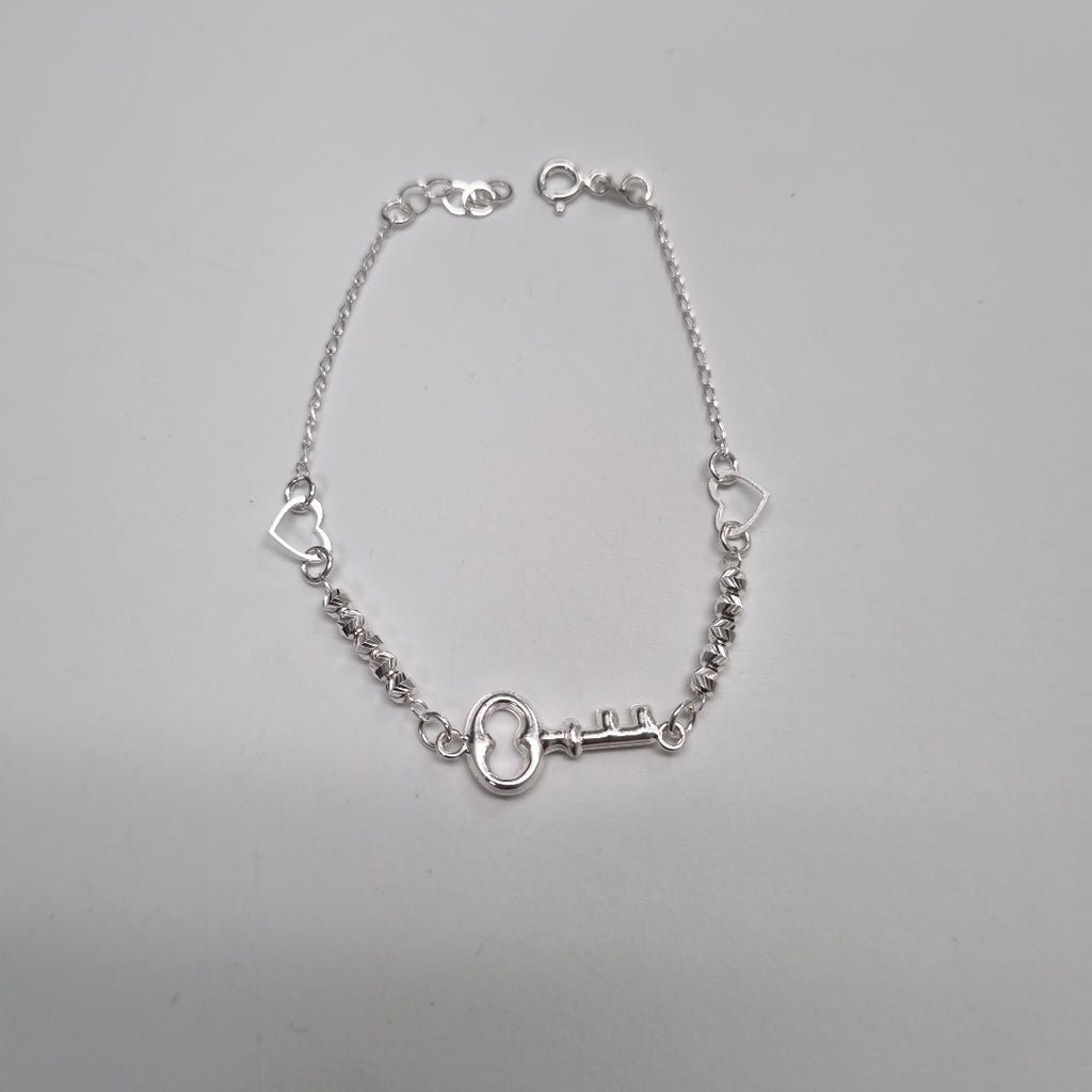PULSERA TEJIDO LLAVE PLATA .925 18 CM 2.3 GR (NUEVO)