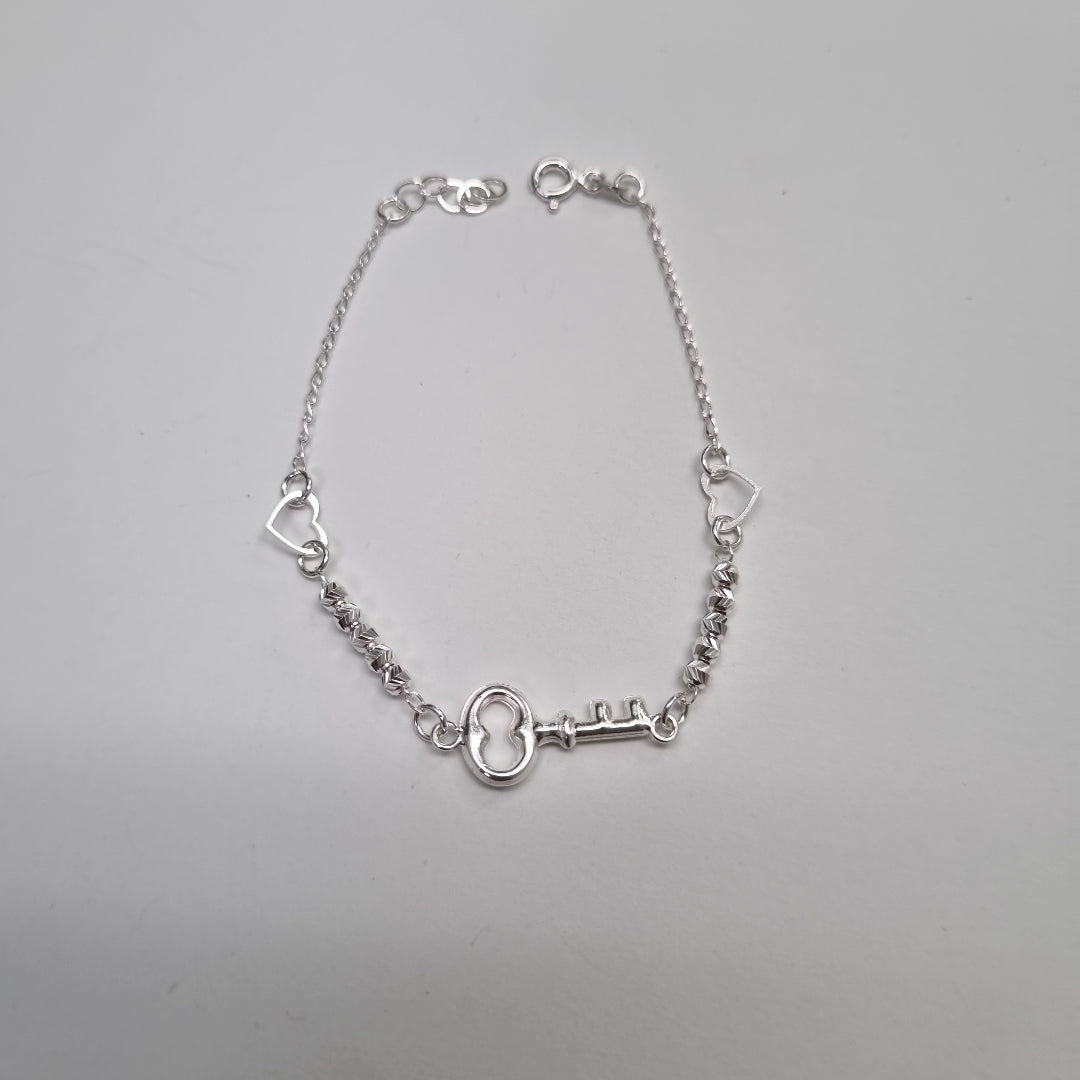 PULSERA TEJIDO LLAVE PLATA .925 18 CM 2.3 GR (NUEVO)