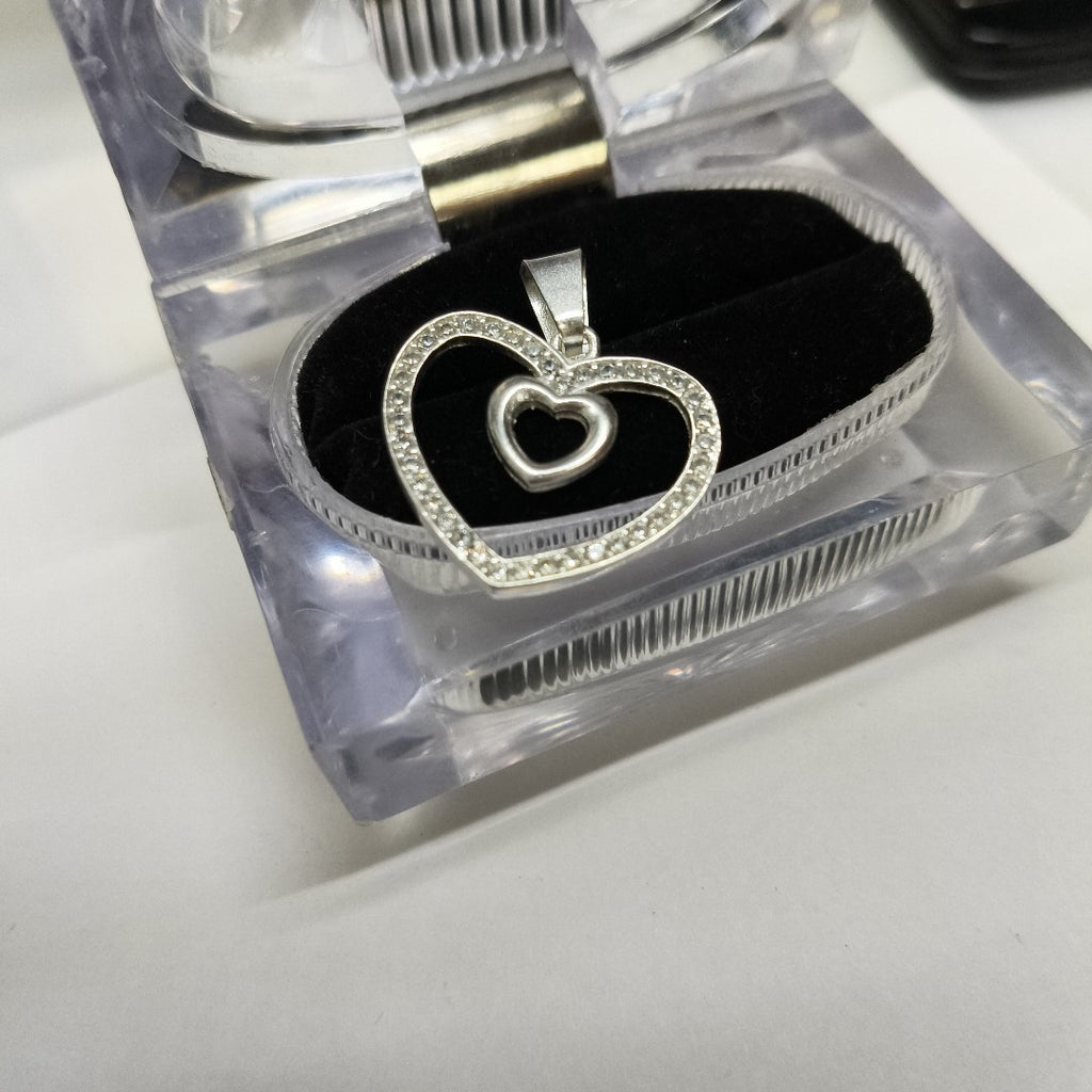 DIJE CORAZON C/CIRCONIAS PLATA .925 2.7 GR (NUEVO)