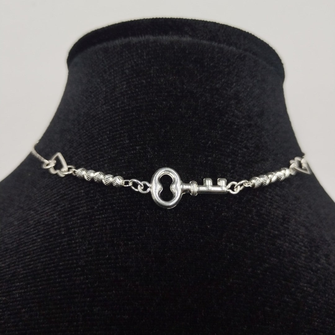 PULSERA TEJIDO LLAVE PLATA .925 18 CM 2.3 GR (NUEVO)
