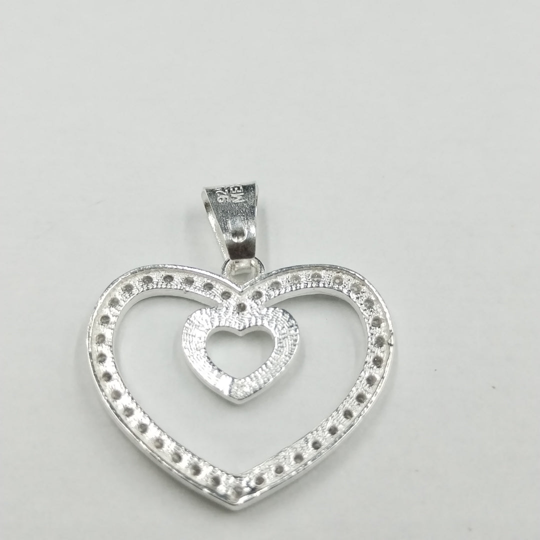DIJE CORAZON C/CIRCONIAS PLATA .925 2.7 GR (NUEVO)