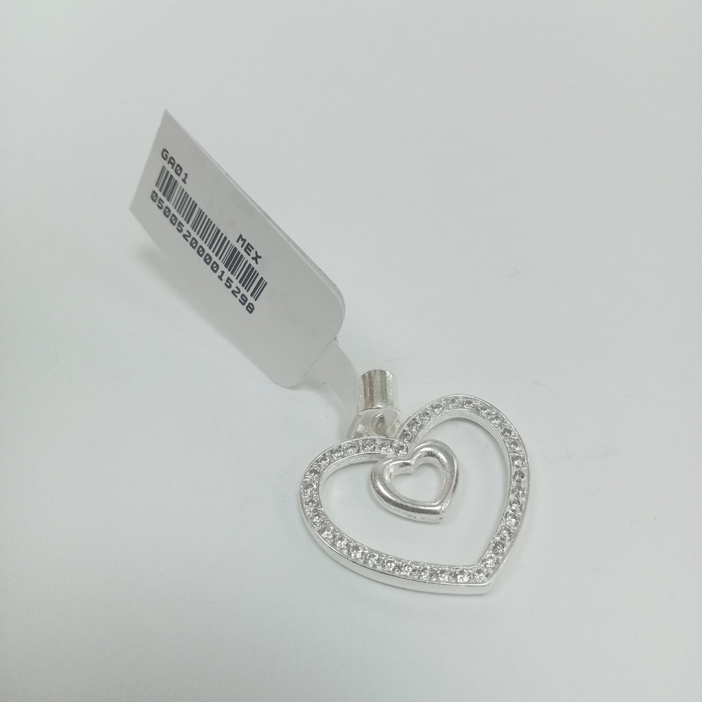 DIJE CORAZON C/CIRCONIAS PLATA .925 2.7 GR (NUEVO)