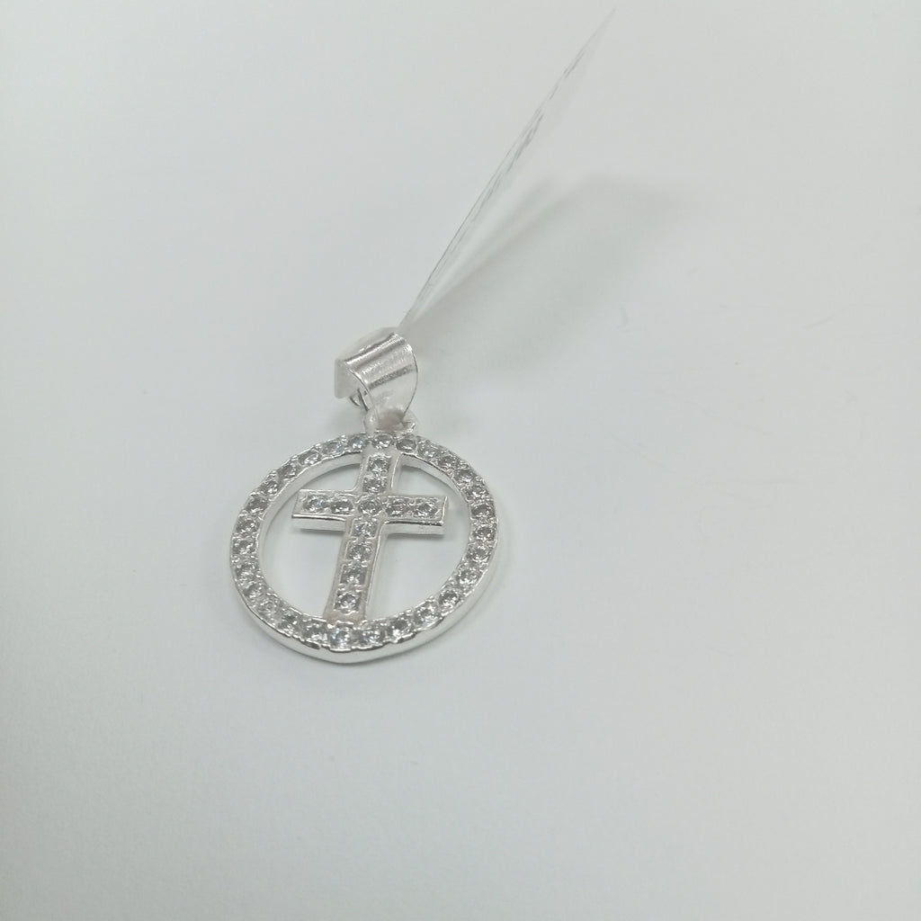 DIJE CRUZ C/CIRCONIAS PLATA .925 2.4 GR (NUEVO)
