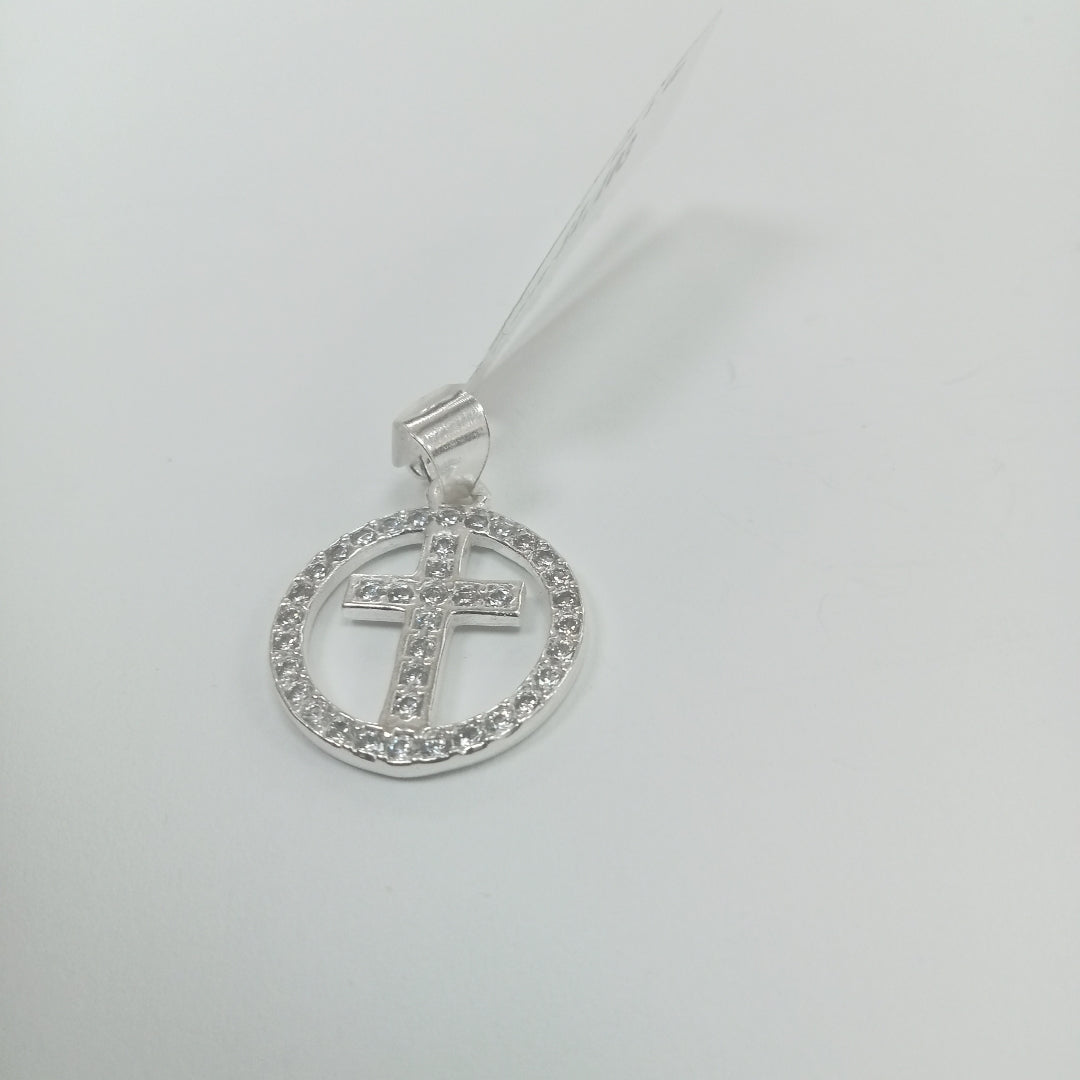 DIJE CRUZ C/CIRCONIAS PLATA .925 2.4 GR (NUEVO)