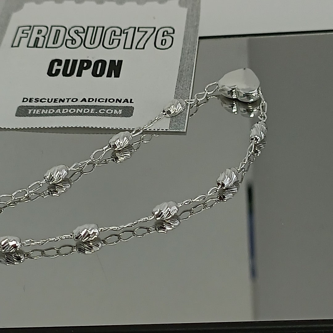 PULSERA TEJIDO CORAZON PLATA .925 18 CM 3.3 GR (NUEVO)