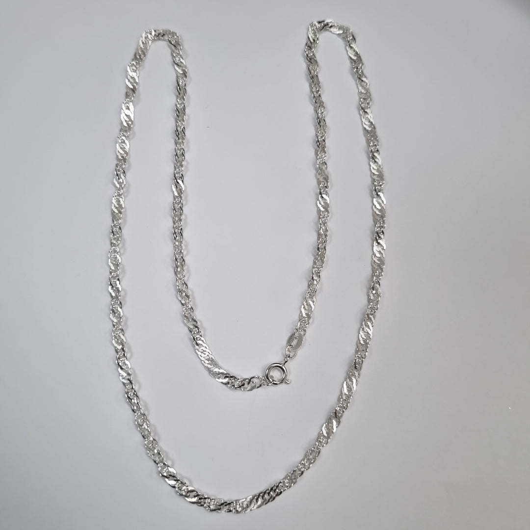 CADENA TEJIDO MEDIO TORZAL PLATA .925 55 CM 5.4 GR (NUEVO)