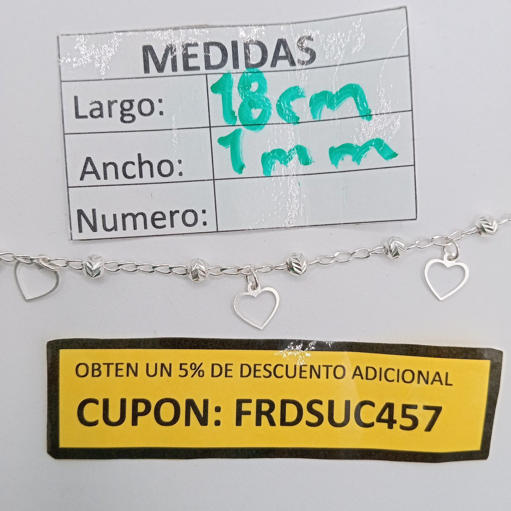 PULSERA TEJIDO ESPECIAL PLATA .925 18 CM 2.6 GR (NUEVO)