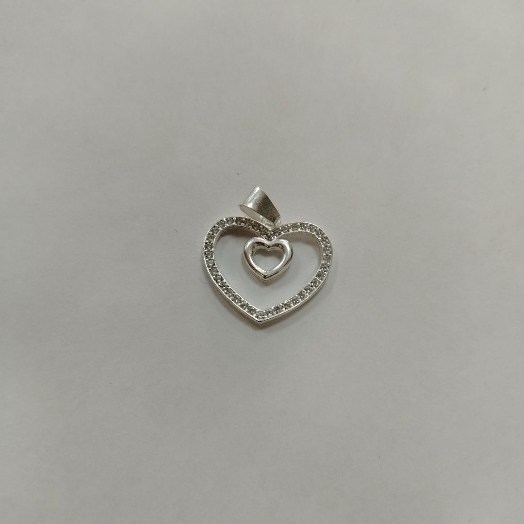 DIJE CORAZON C/CIRCONIAS PLATA .925 2.7 GR (NUEVO)