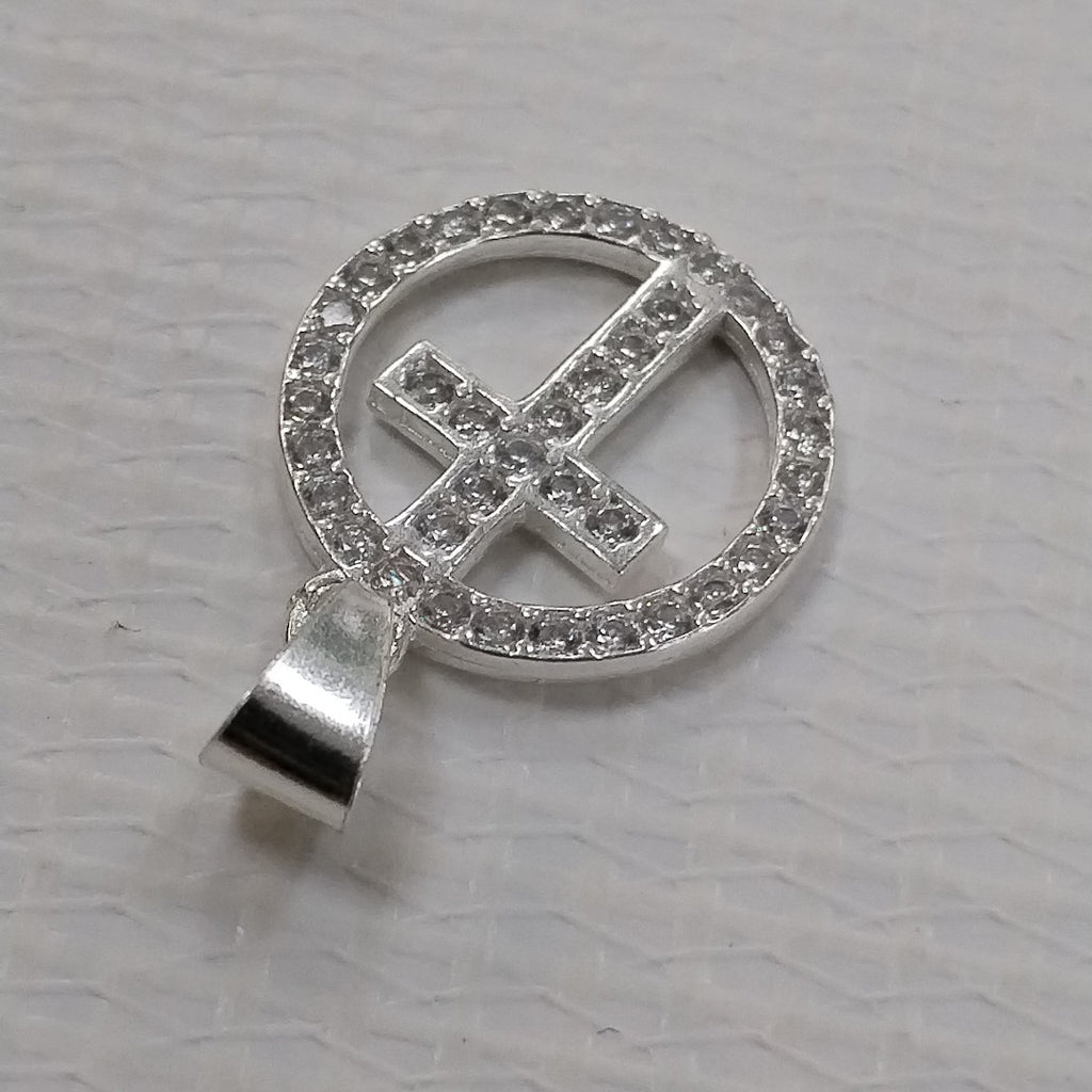 DIJE CRUZ C/CIRCONIAS PLATA .925 2.4 GR (NUEVO)