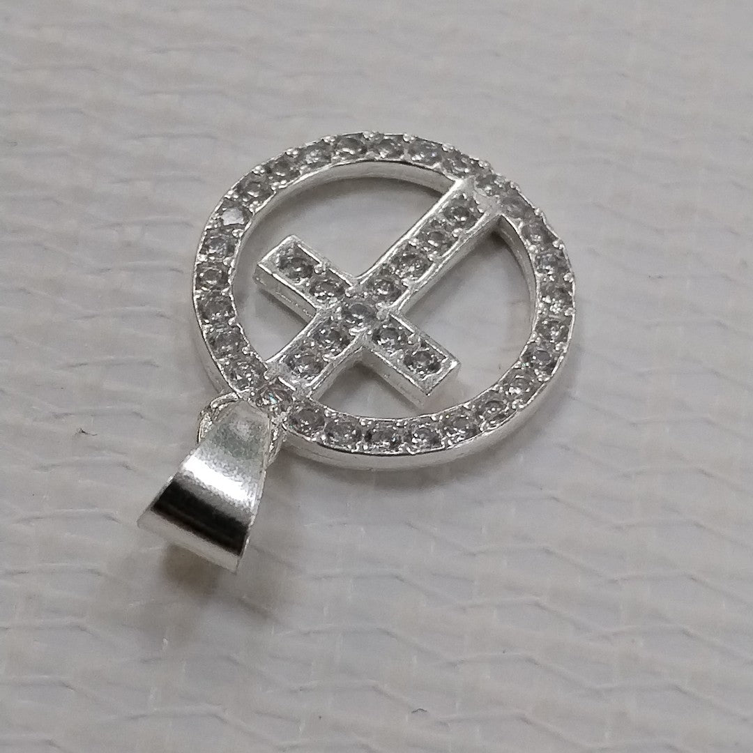 DIJE CRUZ C/CIRCONIAS PLATA .925 2.4 GR (NUEVO)