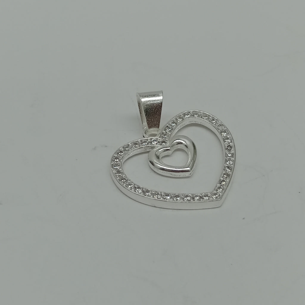 DIJE CORAZON C/CIRCONIAS PLATA .925 2.7 GR (NUEVO)