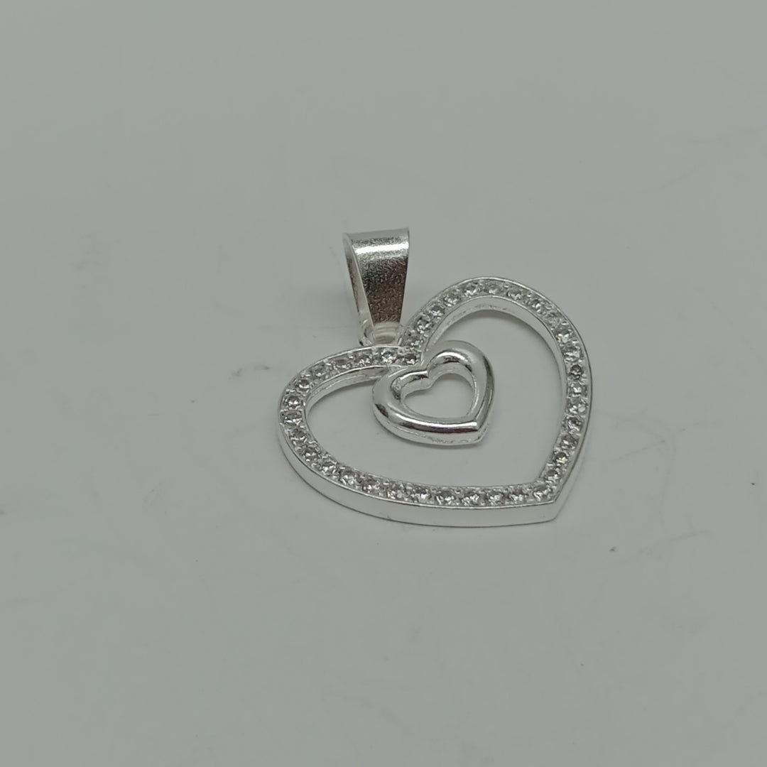 DIJE CORAZON C/CIRCONIAS PLATA .925 2.7 GR (NUEVO)