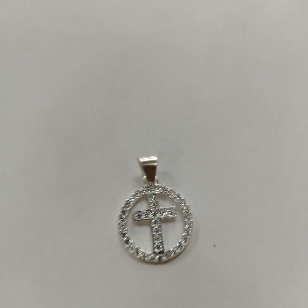 DIJE CRUZ C/CIRCONIAS PLATA .925 2.4 GR (NUEVO)