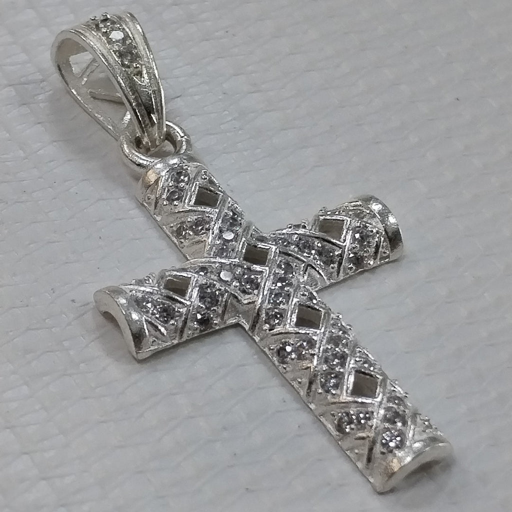 DIJE CRUZ C/CIRCONIAS PLATA .925 8 GR (NUEVO)