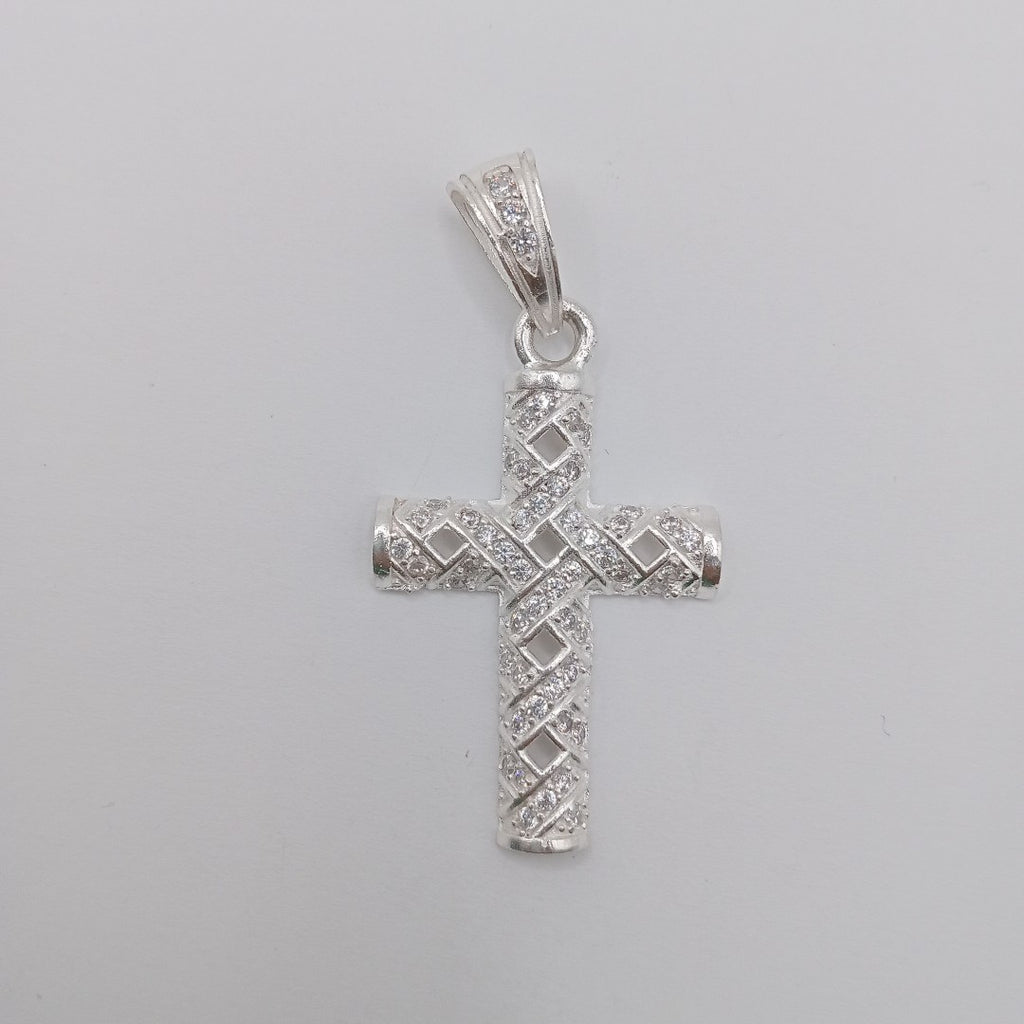 DIJE CRUZ C/CIRCONIAS PLATA .925 7.8 GR (NUEVO)