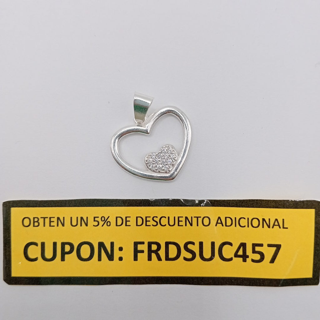 DIJE CORAZON C/CIRCONIAS PLATA .925 2.5 GR (NUEVO)