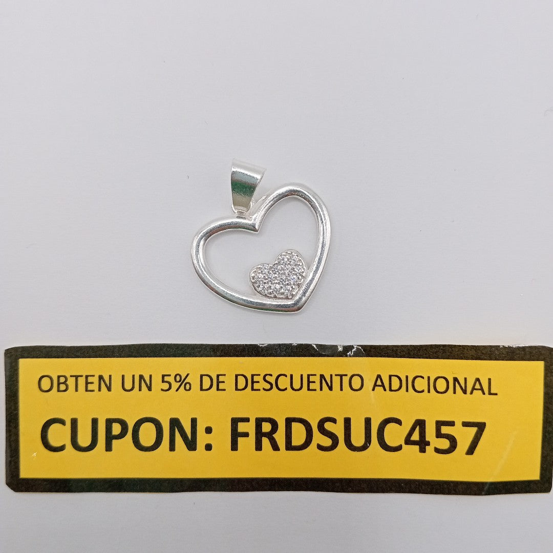 DIJE CORAZON C/CIRCONIAS PLATA .925 2.5 GR (NUEVO)