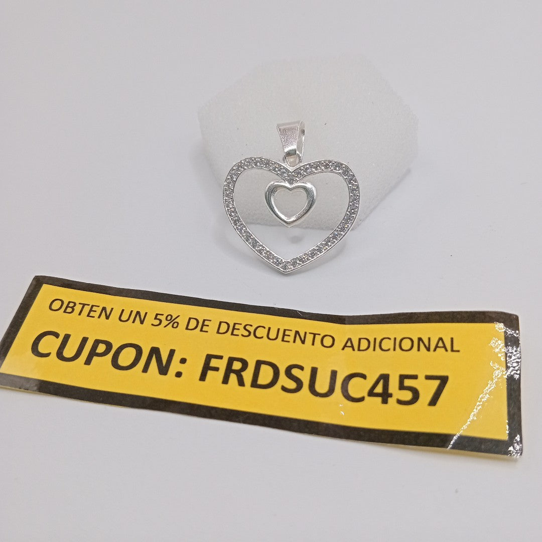 DIJE CORAZON C/CIRCONIAS PLATA .925 2.7 GR (NUEVO)