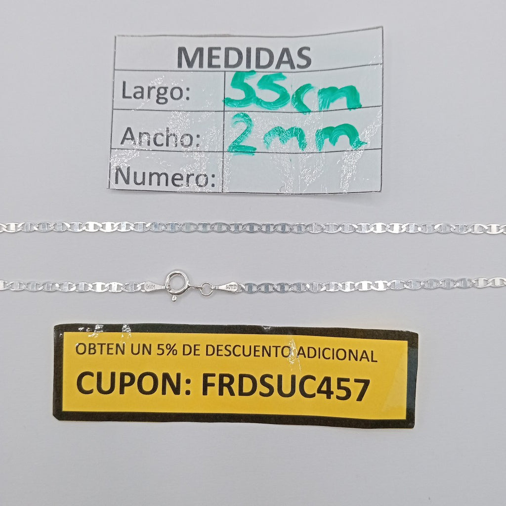 CADENA TEJIDO ESPEJO PLATA .925 55 CM 3.8 GR (NUEVO)