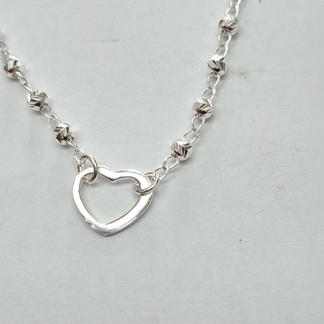 PULSERA TEJIDO CORAZON PLATA .925 18 CM 2 GR (NUEVO)