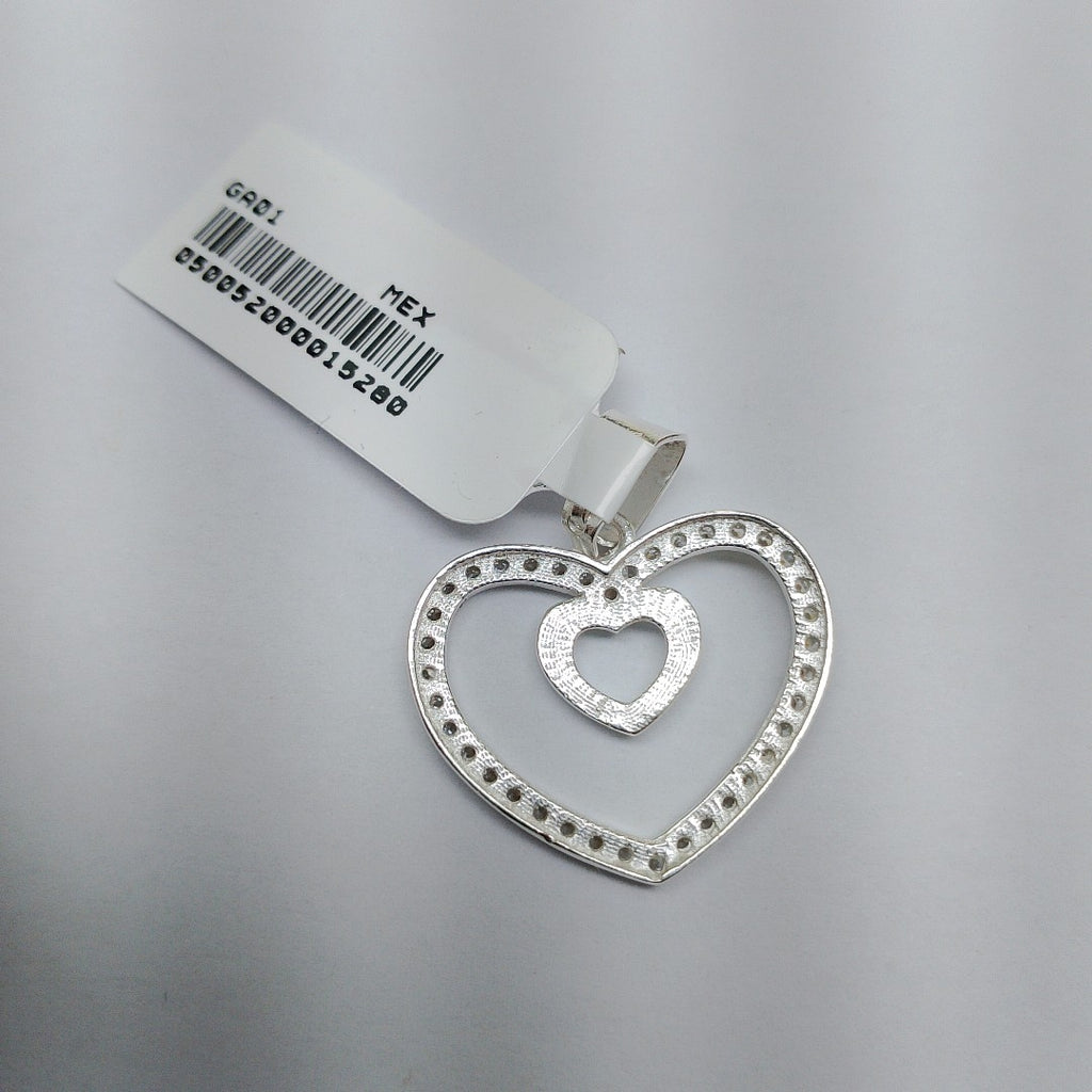 DIJE CORAZON C/CIRCONIAS PLATA .925 2.7 GR (NUEVO)