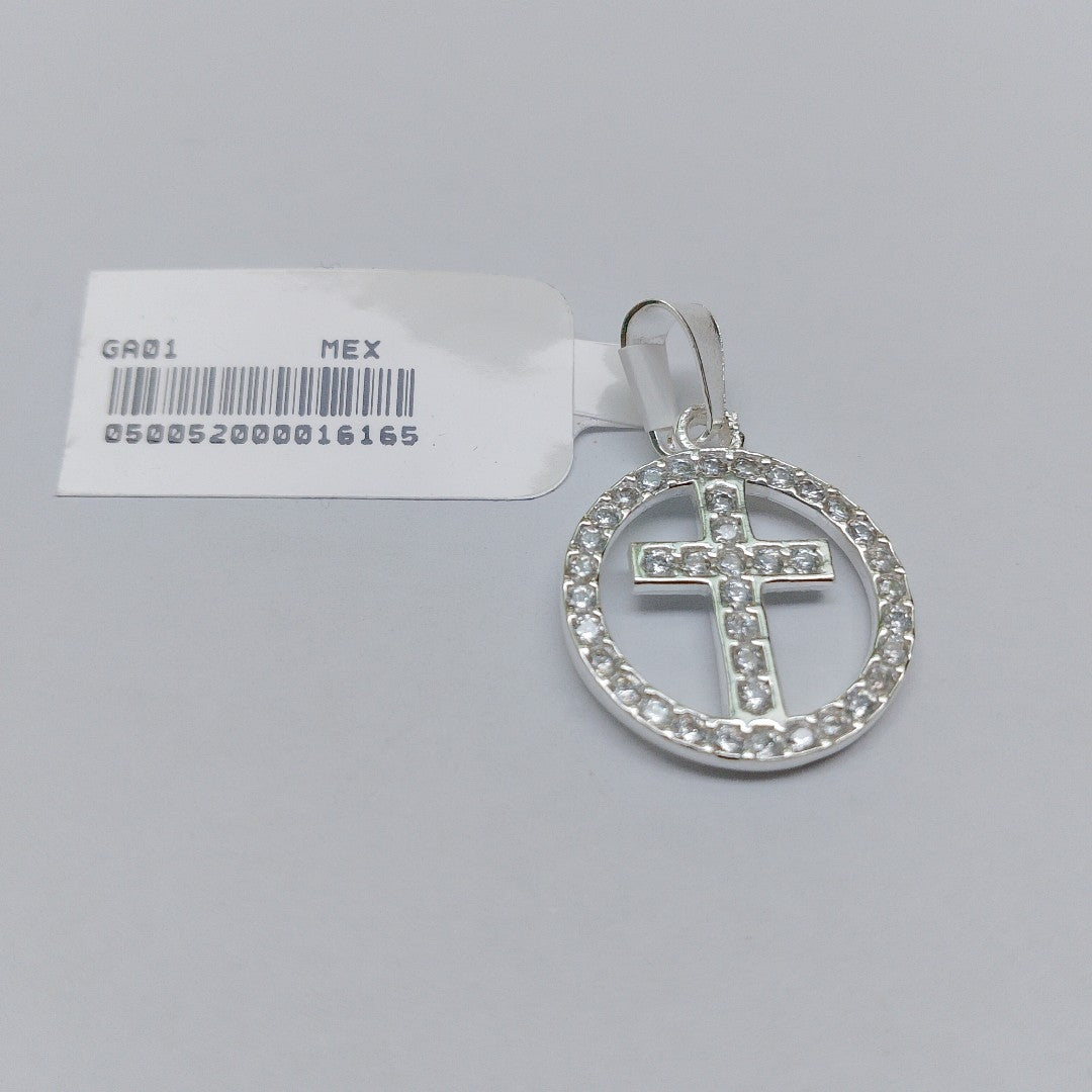 DIJE CRUZ C/CIRCONIAS PLATA .925 2.4 GR (NUEVO)
