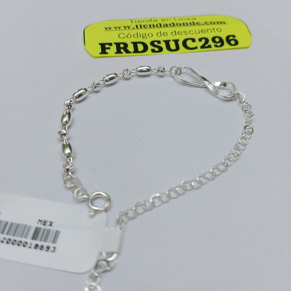 PULSERA TEJIDO INFINITO PLATA .925 18 CM 2.4 GR (NUEVO)