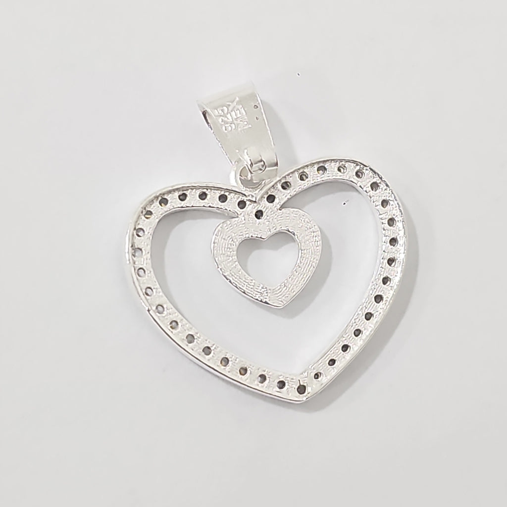 DIJE CORAZON C/CIRCONIAS PLATA .925 2.7 GR (NUEVO)
