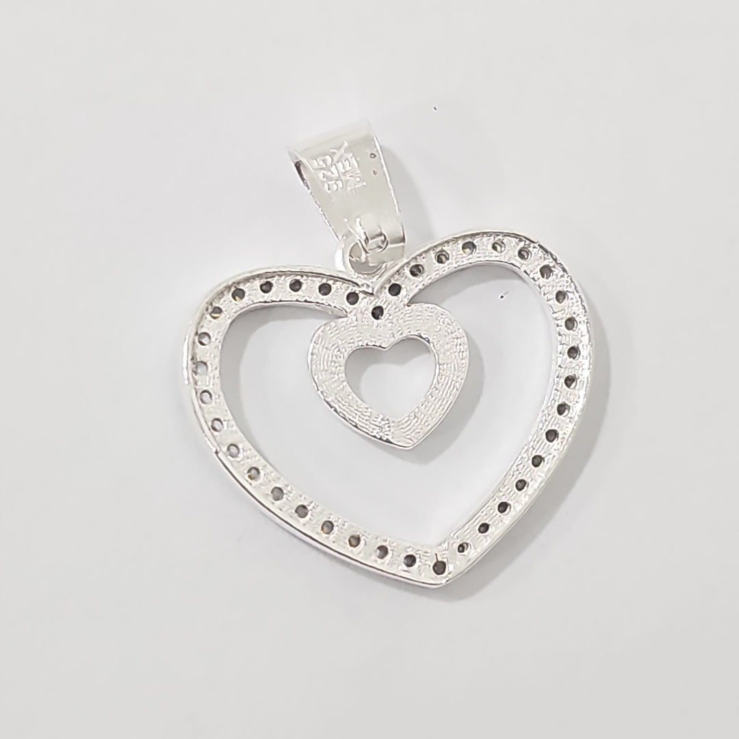 DIJE CORAZON C/CIRCONIAS PLATA .925 2.7 GR (NUEVO)