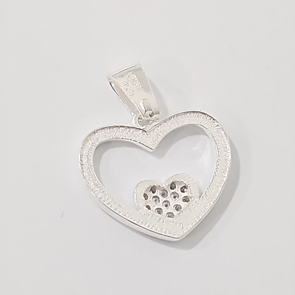 DIJE CORAZON C/CIRCONIAS PLATA .925 2.5 GR (NUEVO)