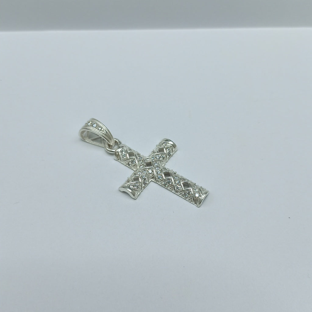 DIJE CRUZ C/CIRCONIAS PLATA .925 8.2 GR (NUEVO)