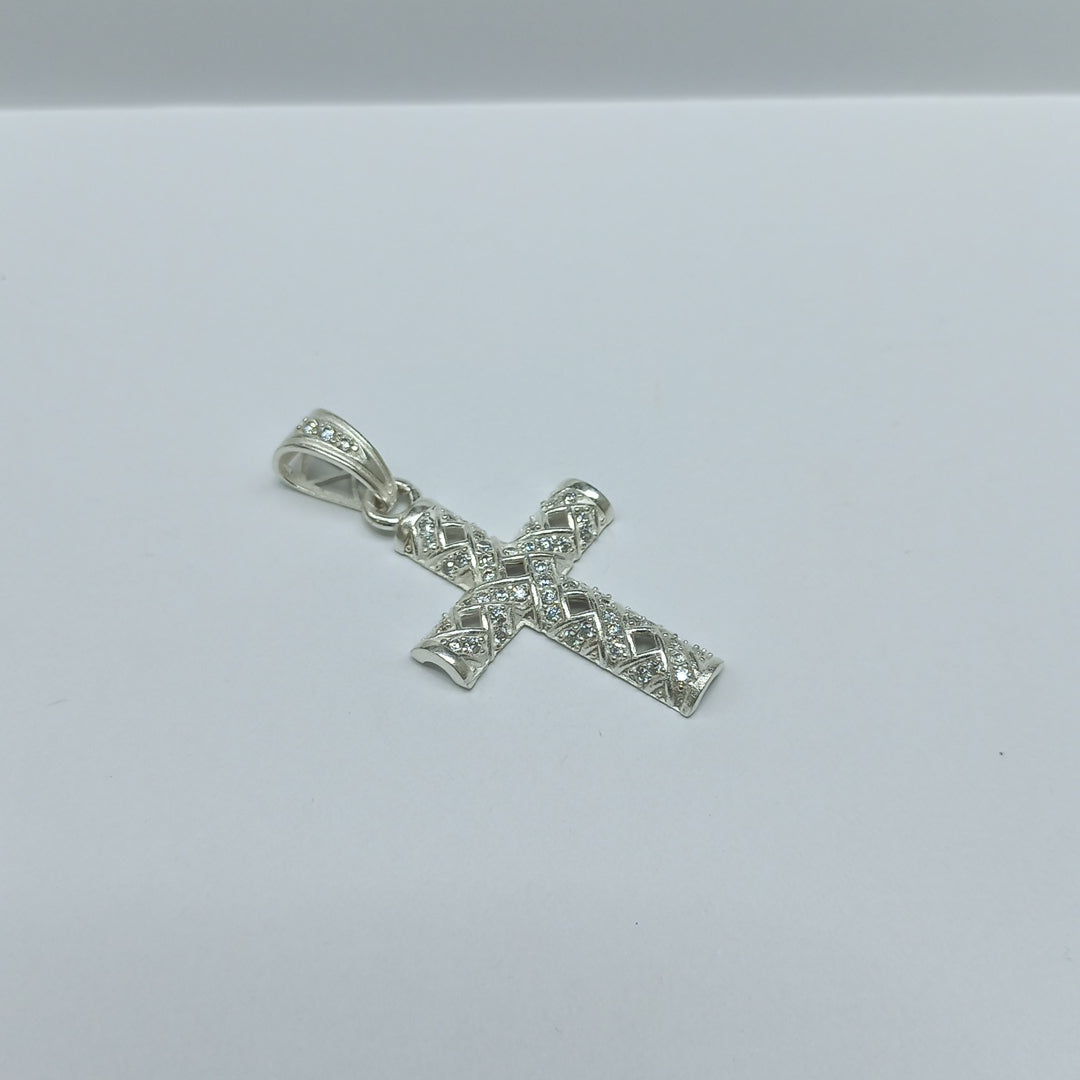 DIJE CRUZ C/CIRCONIAS PLATA .925 8.2 GR (NUEVO)