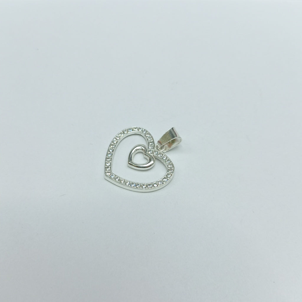 DIJE CORAZON C/CIRCONIAS PLATA .925 2.7 GR (NUEVO)