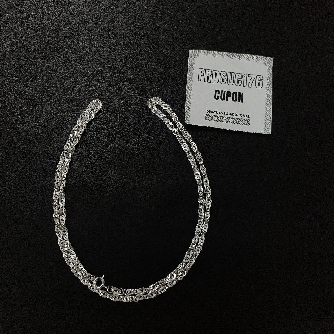 CADENA TEJIDO MEDIO TORZAL PLATA .925 55 CM 6.2 GR (NUEVO)