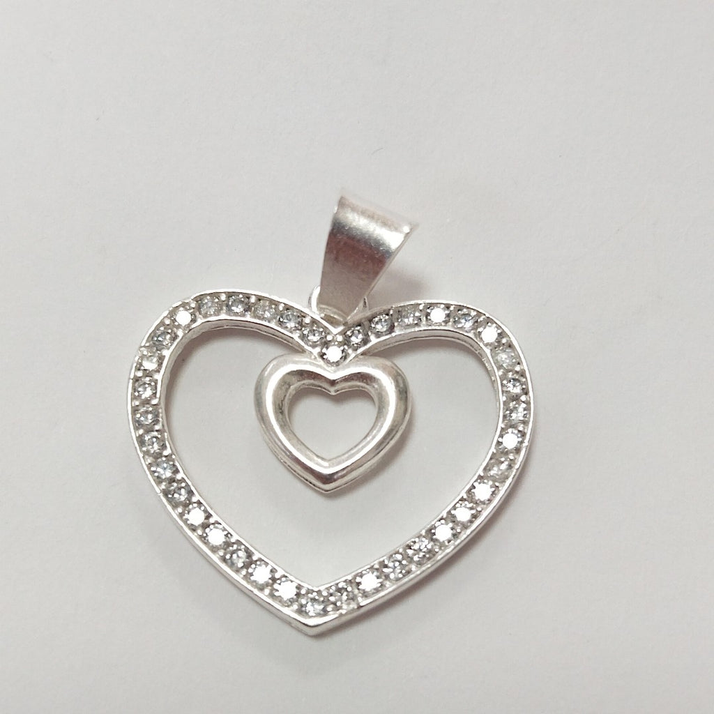 DIJE CORAZON C/CIRCONIAS PLATA .925 2.7 GR (NUEVO)
