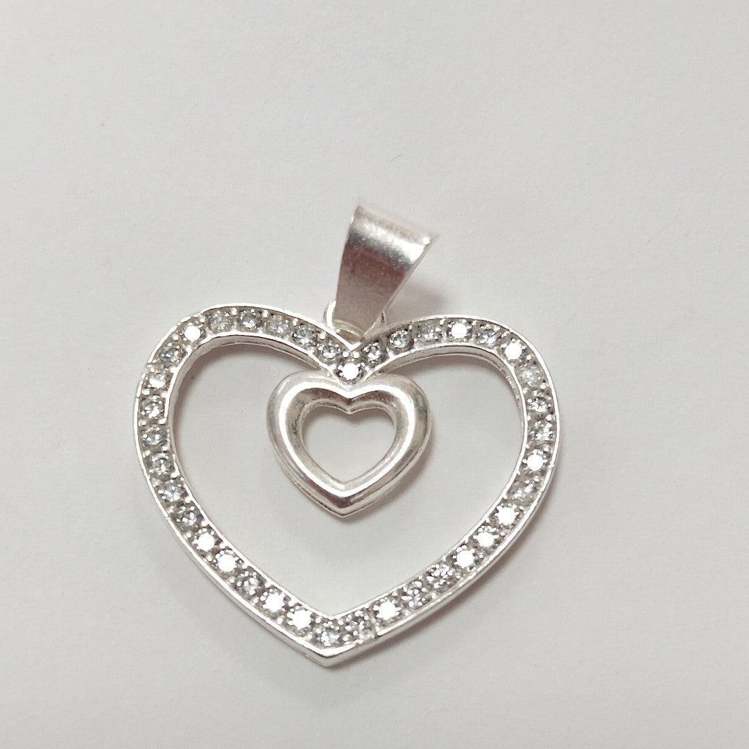 DIJE CORAZON C/CIRCONIAS PLATA .925 2.7 GR (NUEVO)