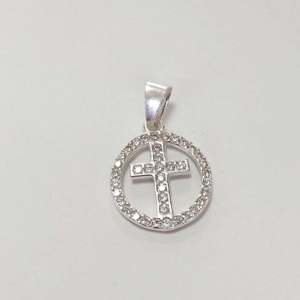 DIJE CRUZ C/CIRCONIAS PLATA .925 2.4 GR (NUEVO)