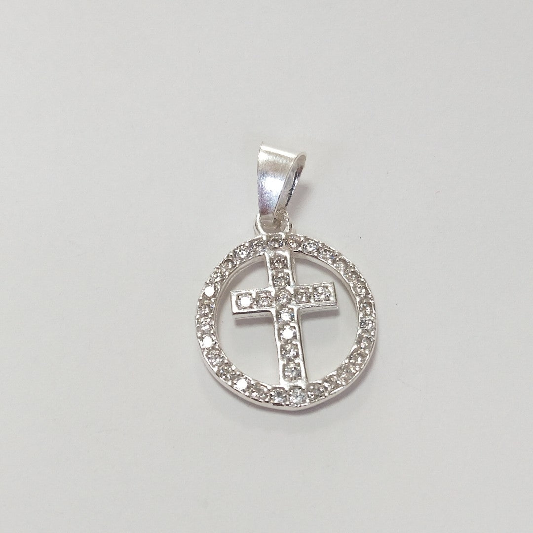 DIJE CRUZ C/CIRCONIAS PLATA .925 2.4 GR (NUEVO)