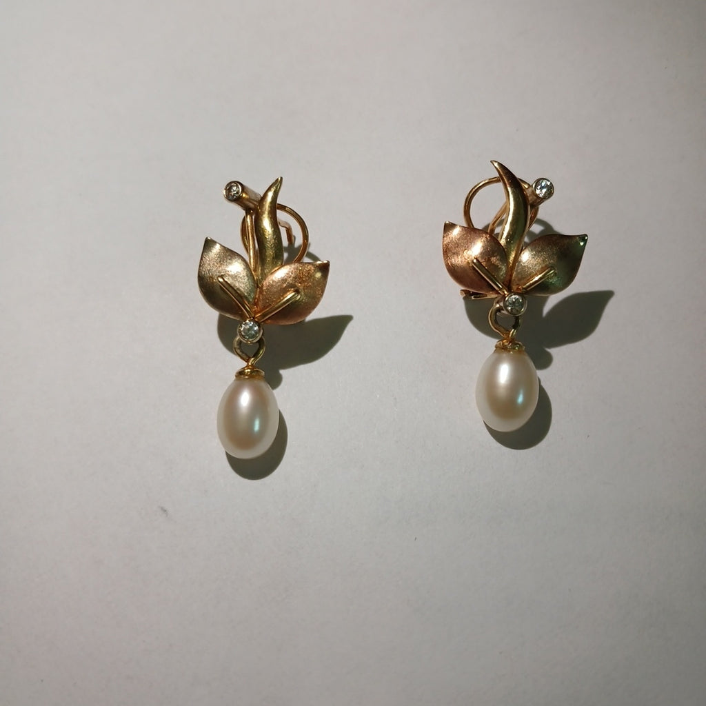 ARETES PAR ORO, ORO COMBINADO 14 K 4.9 GRMS (SEMINUEVO)